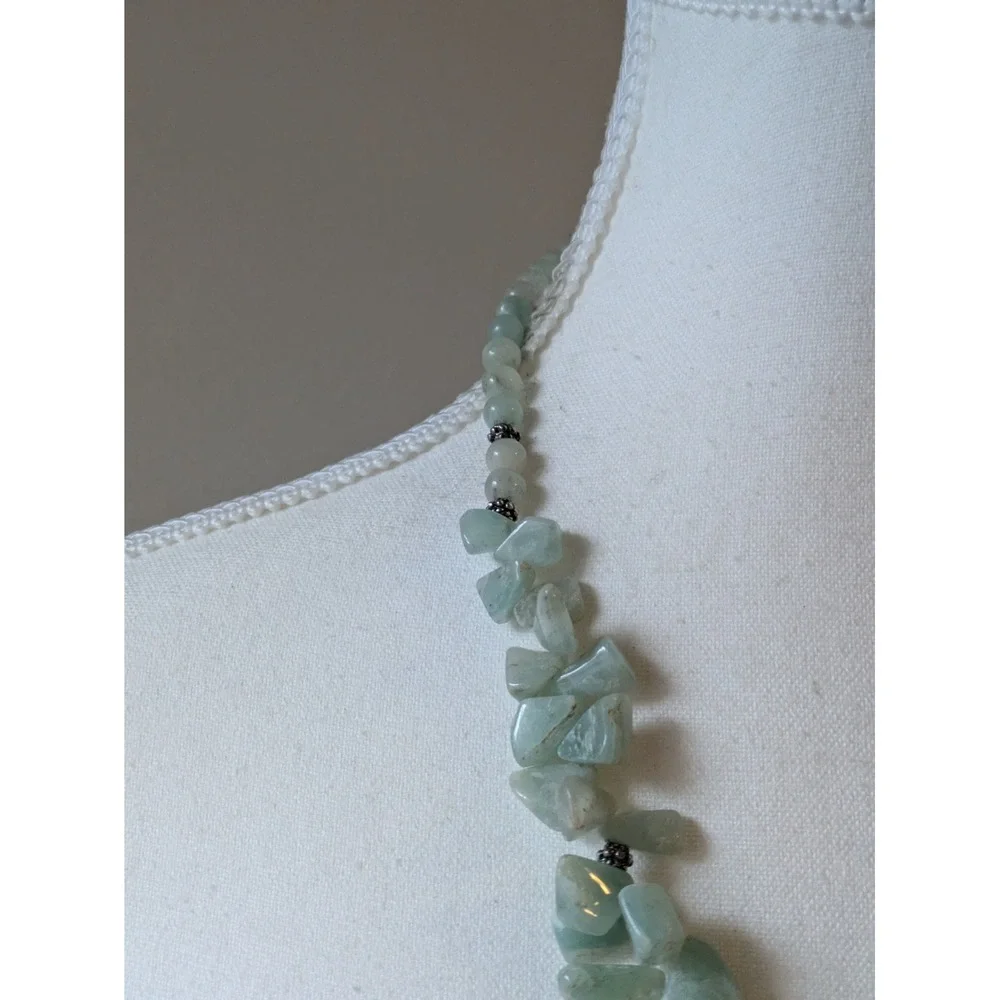 Adventurine Quartz Chip Necklace In Mint Green Semi Precious Gemstones 18